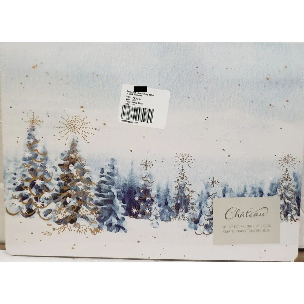 Set of 4 Hard Placemats w/Cork Back(12
